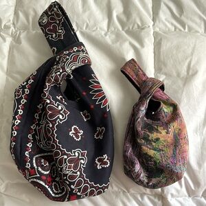Yaito Paisley Bandana top knot bag and small graphic bag